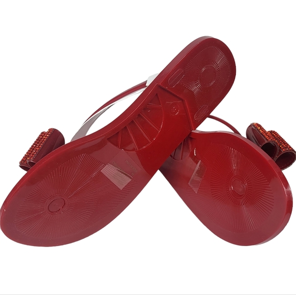 INC International Concepts Madena Red Bow Rhinestone Slip-on Thong Sandals 6 - Picture 4 of 4